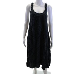 Neve & Hawk Women Trapeze Tank Maxi Dress Black Striped Cotton Boho Size M